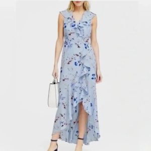 Banana Republic Light Blue Ruffled Floral Faux Wrap (6)
